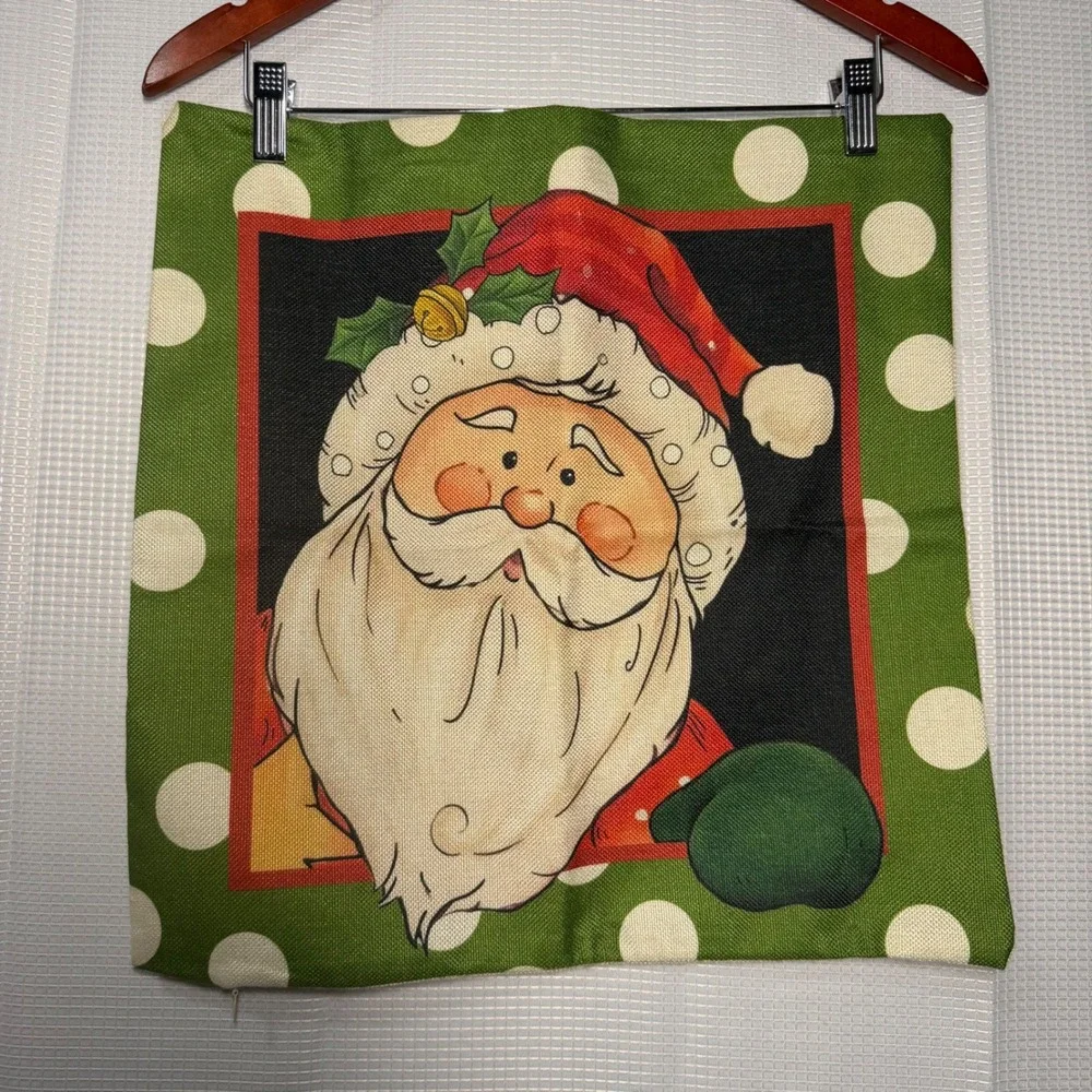 Unbranded Christmas Throw Pillow‎ Covers Faux Linen Snowflake Santa Set of 2